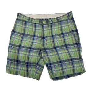 Polo by Ralph Lauren 100% Linen Skater Golf Shorts Green Plaid Plus Size M42